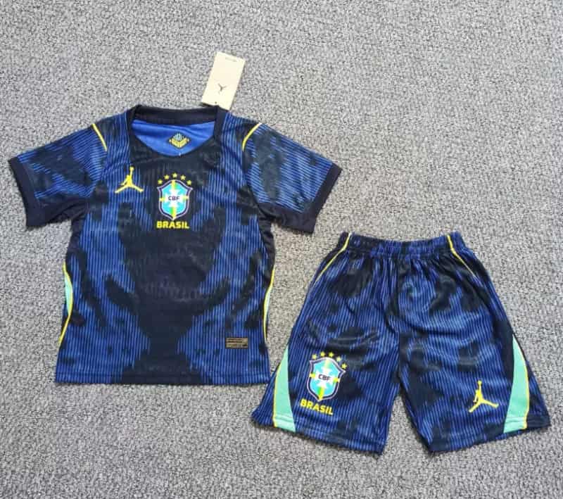 2026 Brazil Away Kids Soccer Jersey And Shorts (Player) 2026 Brazil Away Kids Soccer Jersey And Shorts (Player)