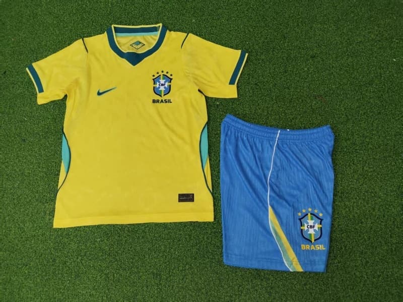 2026 Brazil World Cup Home Kids Soccer Jersey And Shorts (Player) 2026 Brazil World Cup Home Kids Soccer Jersey And Shorts (Player)