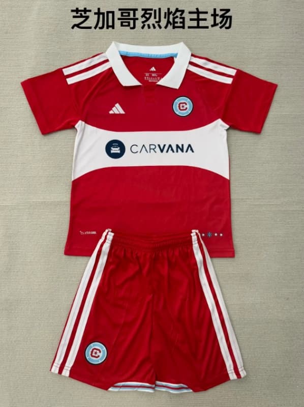 2026 Chicago Fire Home Kids Soccer Jersey And Shorts 2026 Chicago Fire Home Kids Soccer Jersey And Shorts