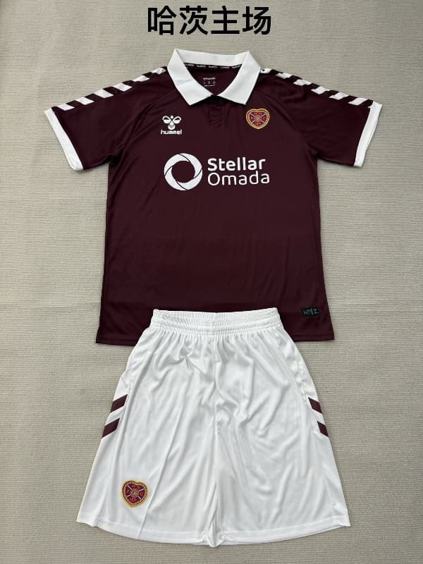 2026 Heart Of Midlothian Home Kids Soccer Jersey And Shorts 2026 Heart Of Midlothian Home Kids Soccer Jersey And Shorts