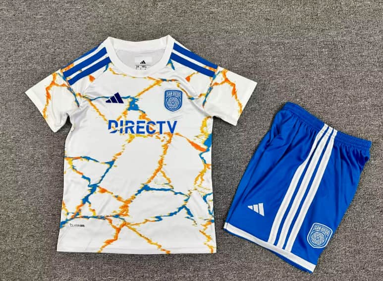 2026 San Diego Away Kids Soccer Jersey And Shorts 2026 San Diego Away Kids Soccer Jersey And Shorts