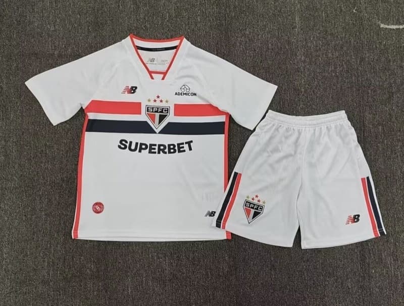2026 Sao Paulo Home Kids Soccer Jersey And Shorts 2026 Sao Paulo Home Kids Soccer Jersey And Shorts