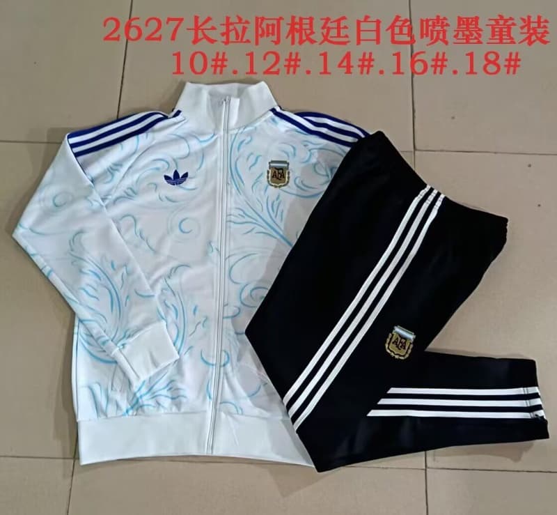 Kids - Thailand Quality(AAA) 2026 Argentina White Soccer Tracksuit Kids - Thailand Quality(AAA) 2026 Argentina White Soccer Tracksuit