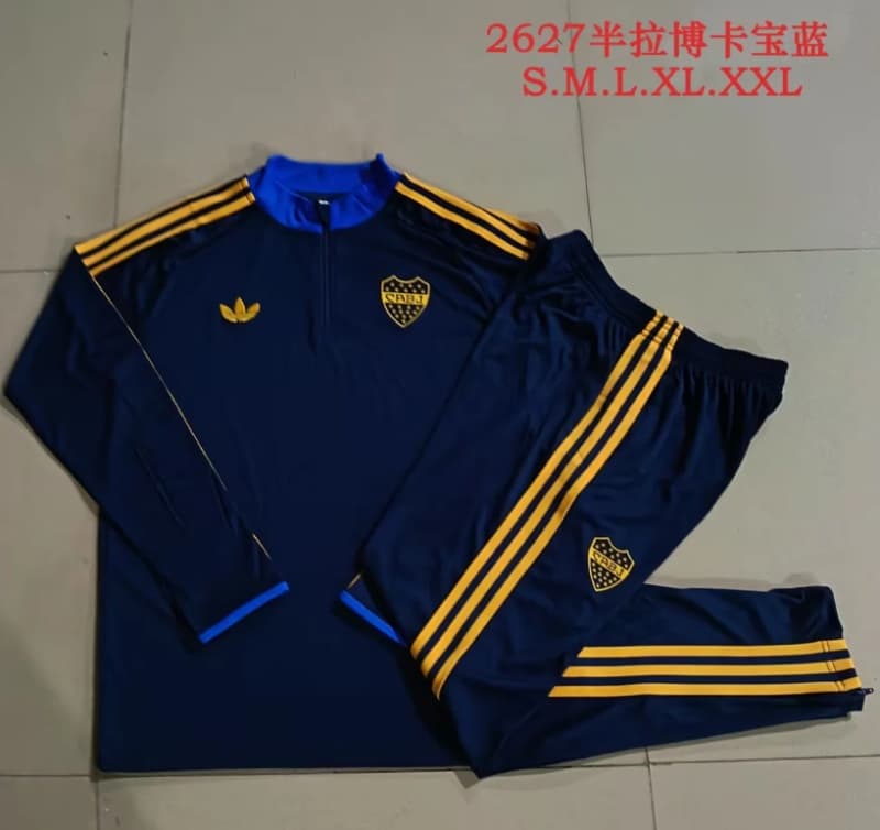Thailand Quality(AAA) 2026 Boca Juniors Dark Blue Soccer Tracksuit 03 Thailand Quality(AAA) 2026 Boca Juniors Dark Blue Soccer Tracksuit 03