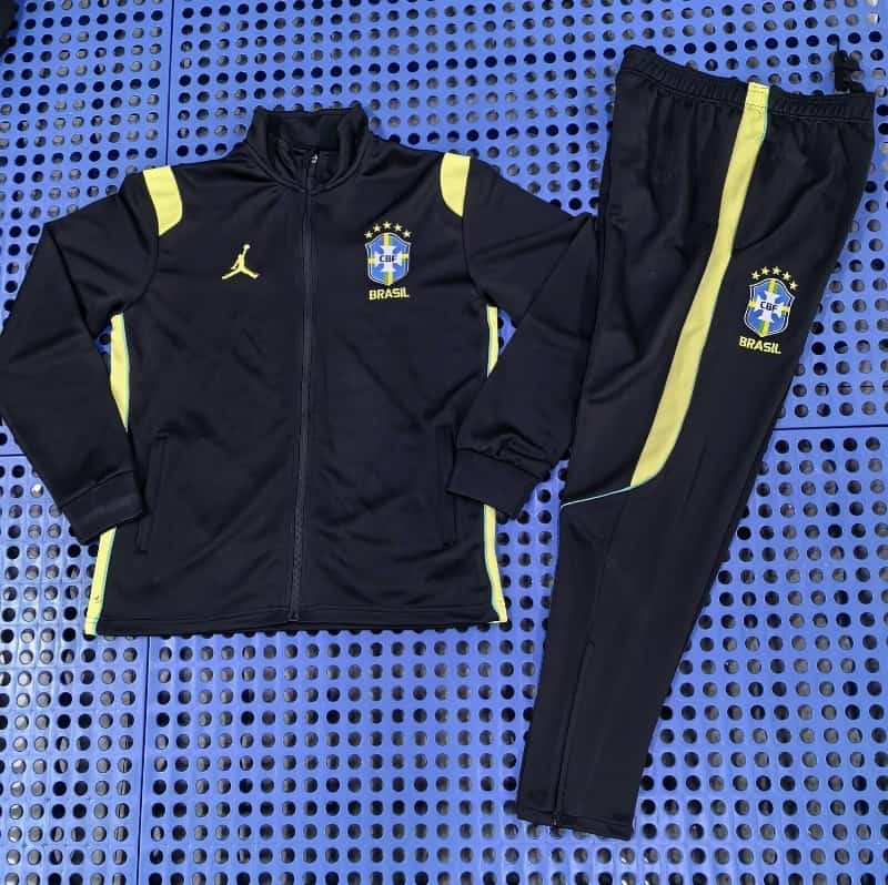 Thailand Quality(AAA) 2026 Brazil Black Soccer Tracksuit 03 Thailand Quality(AAA) 2026 Brazil Black Soccer Tracksuit 03