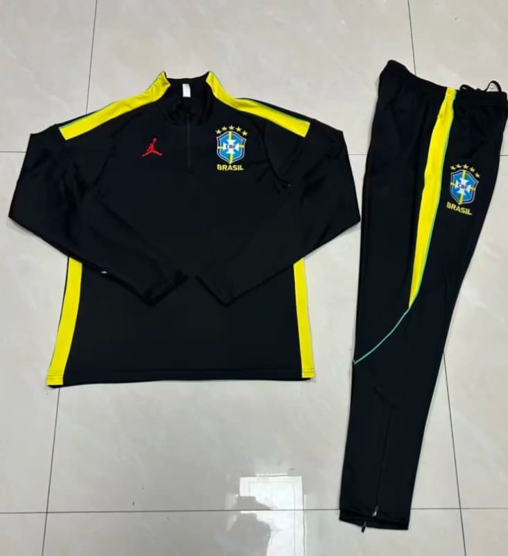 Kids - Thailand Quality(AAA) 2026 Brazil Black Soccer Tracksuit Kids - Thailand Quality(AAA) 2026 Brazil Black Soccer Tracksuit