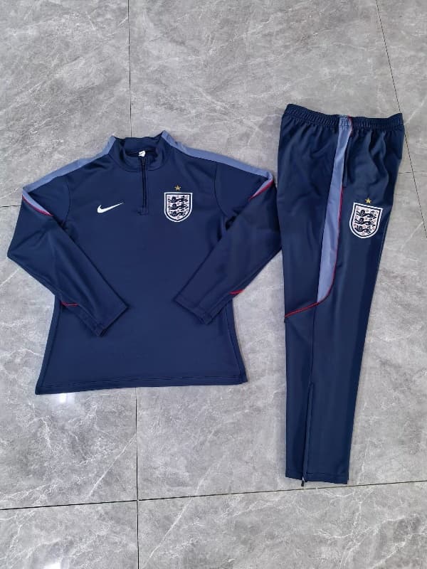 Thailand Quality(AAA) 2026 England Dark Blue Soccer Tracksuit Thailand Quality(AAA) 2026 England Dark Blue Soccer Tracksuit