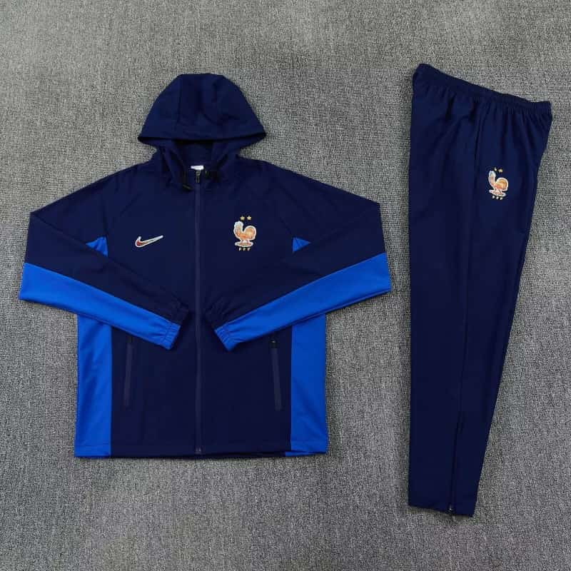 Thailand Quality(AAA) 2026 France Dark Blue Soccer Windbreaker Tracksuit 04 Thailand Quality(AAA) 2026 France Dark Blue Soccer Windbreaker Tracksuit 04