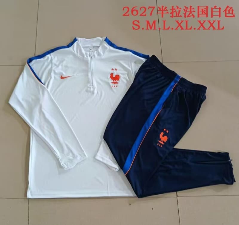 Thailand Quality(AAA) 2026 France White Soccer Tracksuit Thailand Quality(AAA) 2026 France White Soccer Tracksuit