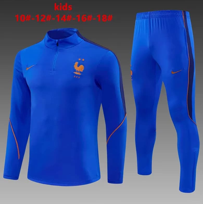 Kids - Thailand Quality(AAA) 2026 France Blue Soccer Tracksuit Kids - Thailand Quality(AAA) 2026 France Blue Soccer Tracksuit