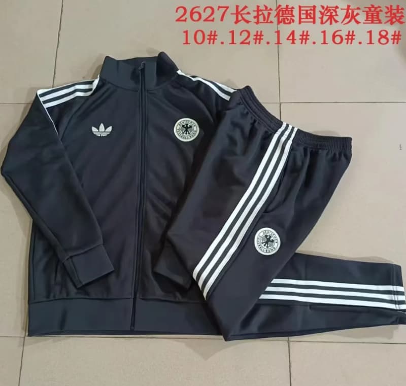 Kids - Thailand Quality(AAA) 2026 Germany Dark Grey Soccer Tracksuit Kids - Thailand Quality(AAA) 2026 Germany Dark Grey Soccer Tracksuit