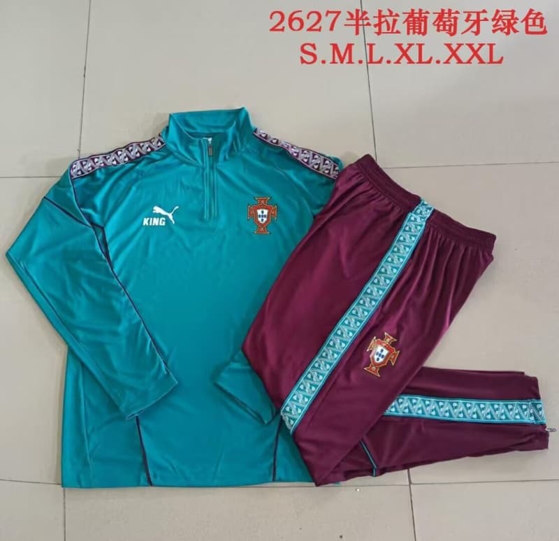 Thailand Quality(AAA) 2026 Portugal Green Soccer Tracksuit 03 Thailand Quality(AAA) 2026 Portugal Green Soccer Tracksuit 03