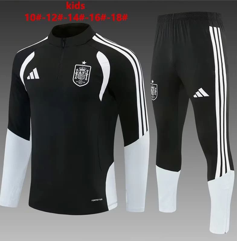 Kids - Thailand Quality(AAA) 2026 Spain Black Soccer Tracksuit Kids - Thailand Quality(AAA) 2026 Spain Black Soccer Tracksuit