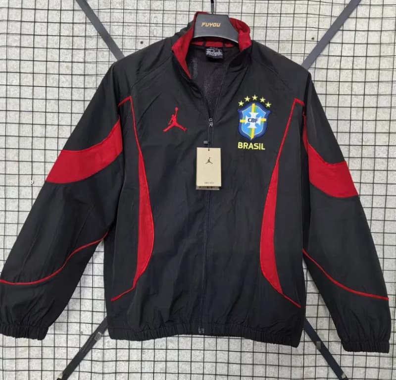 Thailand Quality(AAA) 2026 Brazil Black Soccer Windbreaker Thailand Quality(AAA) 2026 Brazil Black Soccer Windbreaker