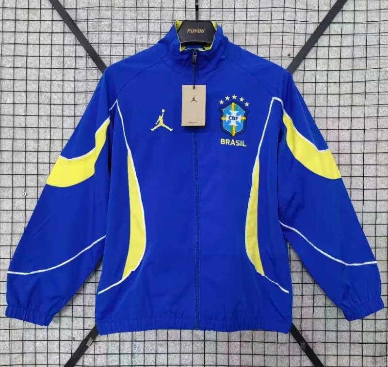 Thailand Quality(AAA) 2026 Brazil Blue Soccer Windbreaker Thailand Quality(AAA) 2026 Brazil Blue Soccer Windbreaker