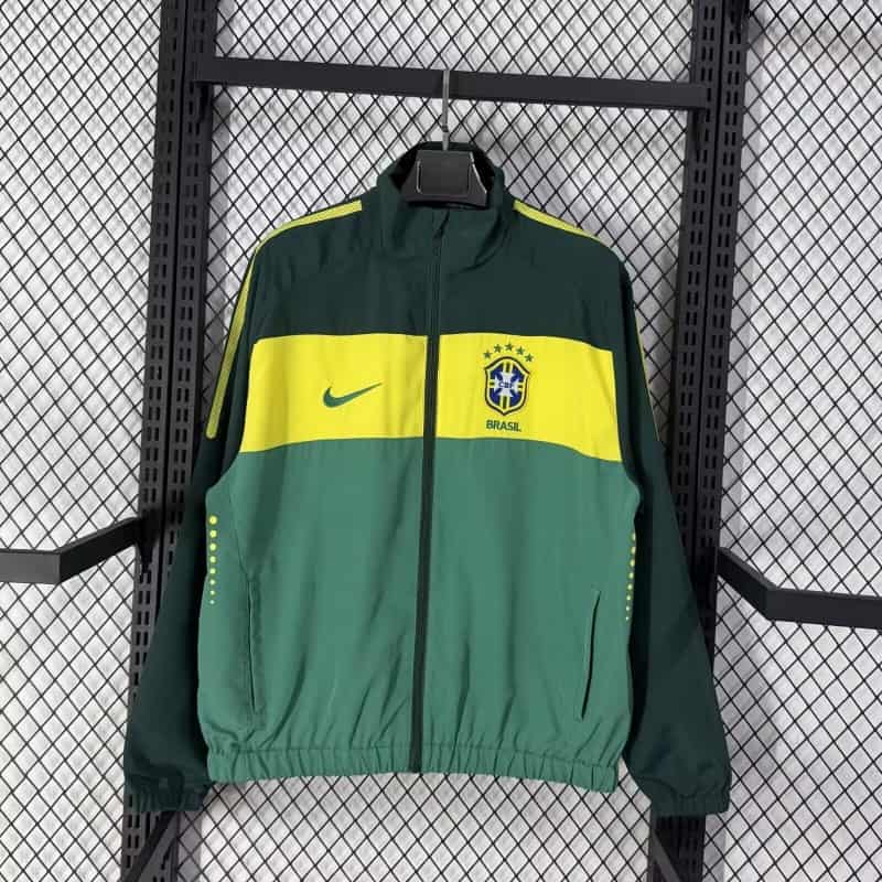 Thailand Quality(AAA) 2026 Brazil Green Soccer Windbreaker Thailand Quality(AAA) 2026 Brazil Green Soccer Windbreaker