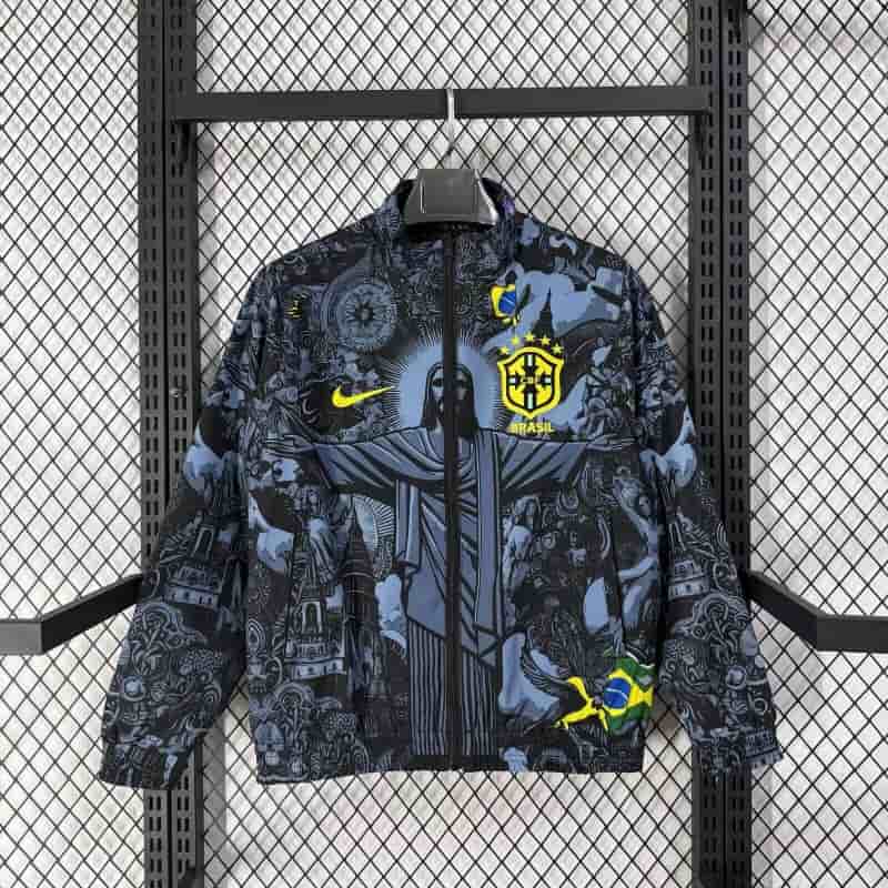 Thailand Quality(AAA) 2026 Brazil Jesus Reversible Soccer Windbreaker Thailand Quality(AAA) 2026 Brazil Jesus Reversible Soccer Windbreaker