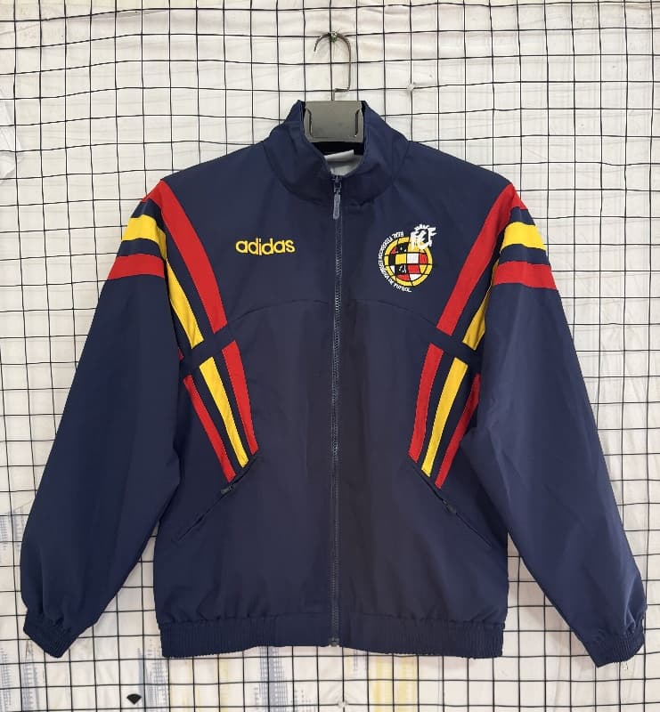 Thailand Quality(AAA) 1996 Spain Dark Blue Soccer Windbreaker Thailand Quality(AAA) 1996 Spain Dark Blue Soccer Windbreaker