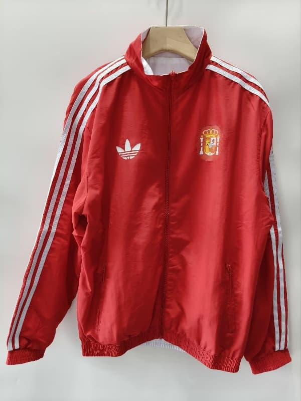 Thailand Quality(AAA) 2026 Spain Red White Reversible Soccer Windbreaker Thailand Quality(AAA) 2026 Spain Red White Reversible Soccer Windbreaker