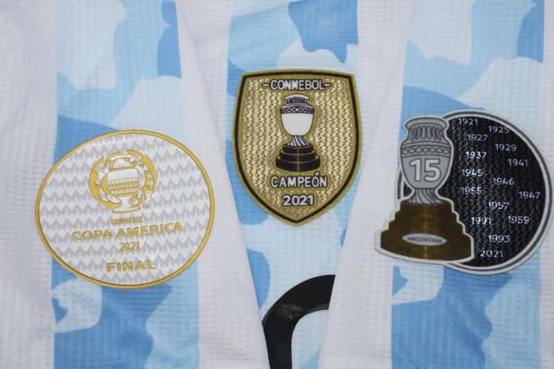 Thailand Quality(AAA) 2021 Argentina Home Champion Soccer Jersey(Player)