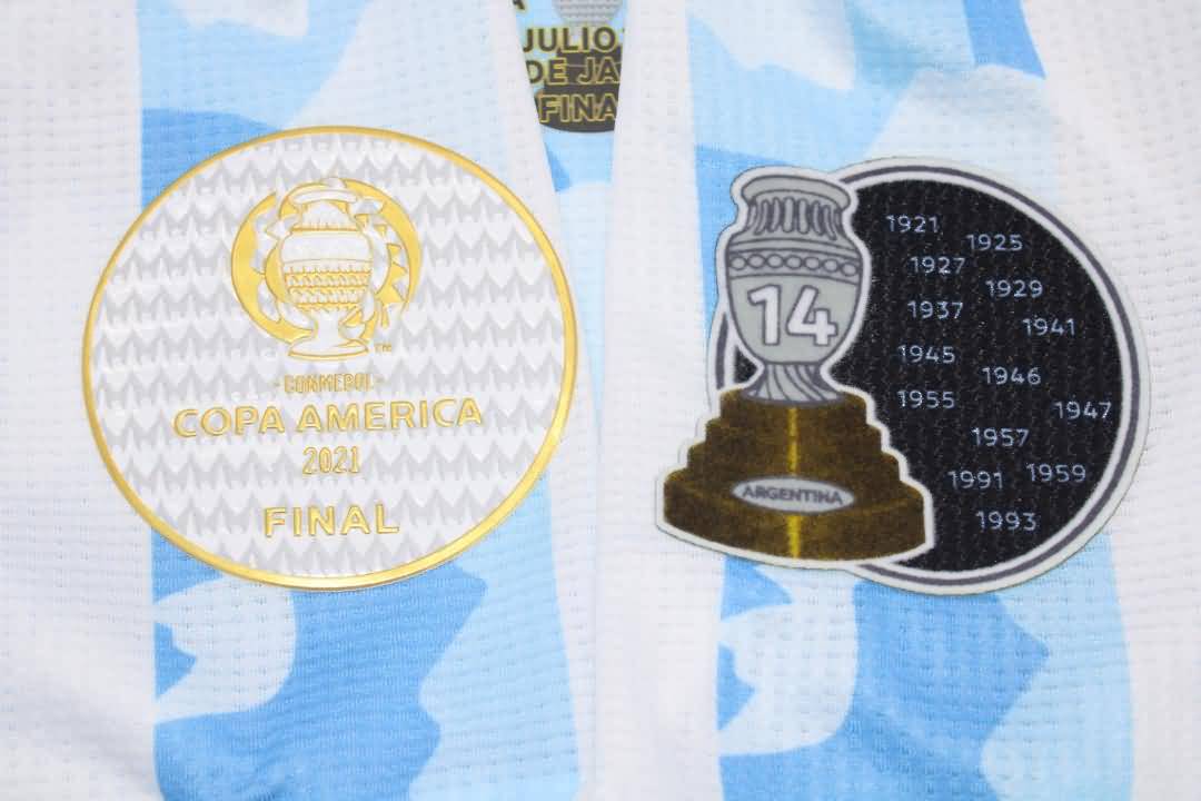 Thailand Quality(AAA) 2021 Argentina Home Copa America Final Soccer Jersey(Player)