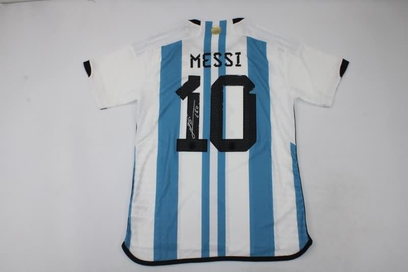 Thailand Quality(AAA) 2022 Argentina World Cup Signature 3 Stars Soccer Jersey