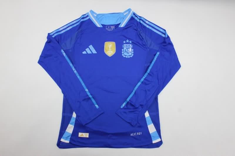 Thailand Quality(AAA) 2024 Argentina Copa America Away Long Sleeve Soccer Jersey (Player)