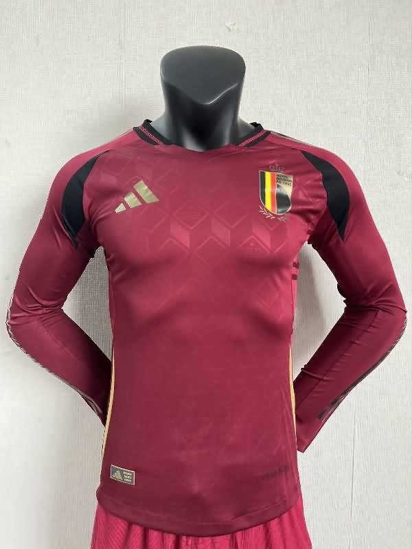 Thailand Quality(AAA) 2024 Belgium Home Long Sleeve Soccer Jersey (Player)