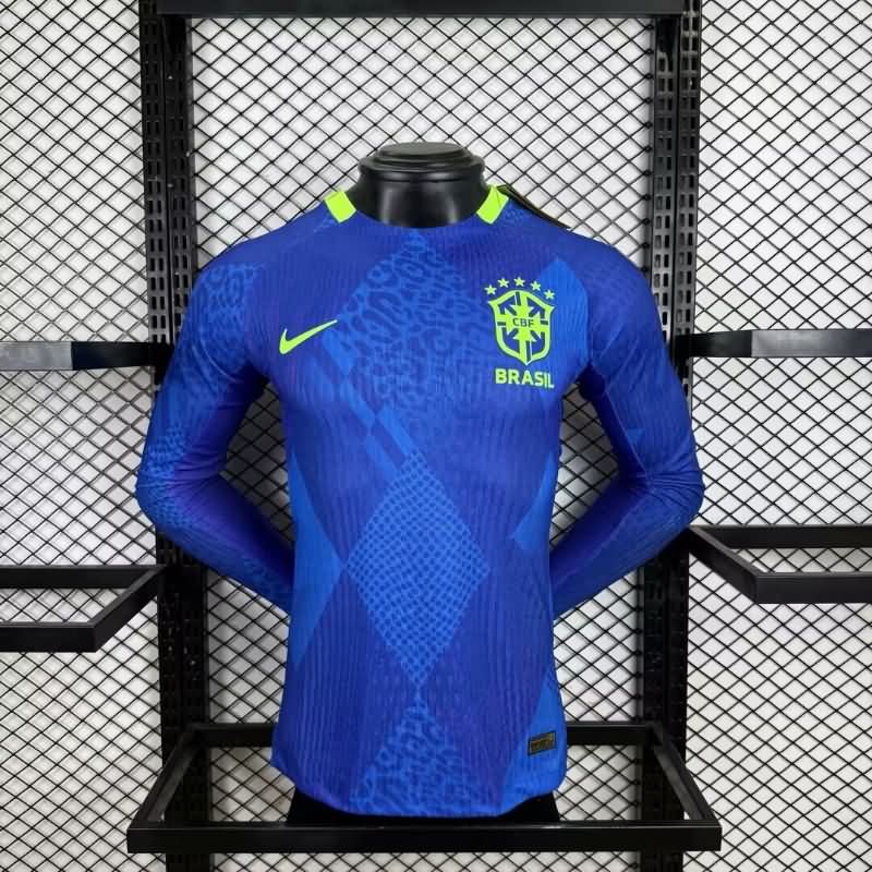 Thailand Quality(AAA) 2025 Brazil Away Long Sleeve Soccer Jersey (Player)