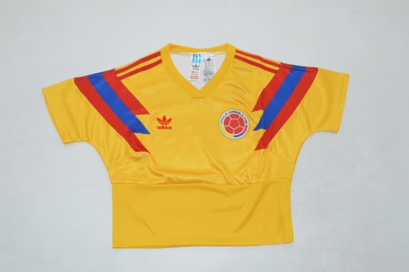 Thailand Quality(AAA) 1990 Colombia Home Women Cropped Soccer Jersey Thailand Quality(AAA) 1990 Colombia Home Women Cropped Soccer Jersey