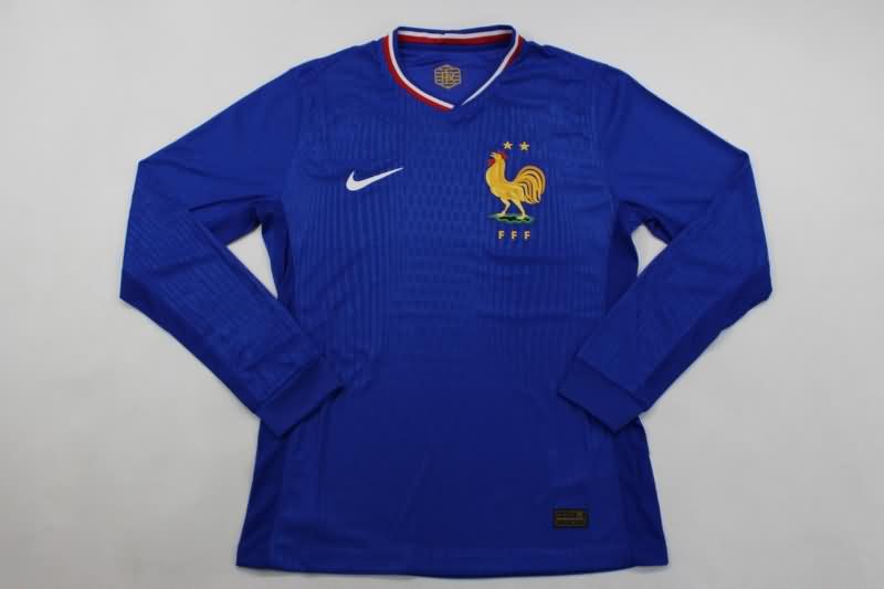 Thailand Quality(AAA) 2024 France Home Long Sleeve Soccer Jersey (Player)