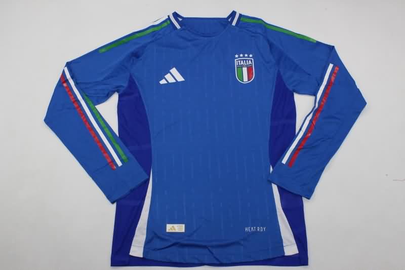 Thailand Quality(AAA) 2024 Italy Home Long Sleeve Soccer Jersey (Player)