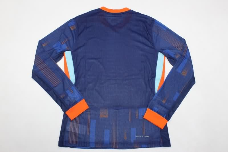 Thailand Quality(AAA) 2024 Netherlands Away Long Sleeve Soccer Jersey (Player)