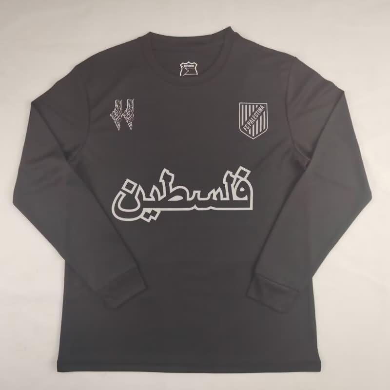 Thailand Quality(AAA) 2024 Palestine Black Long Sleeve Soccer Jersey