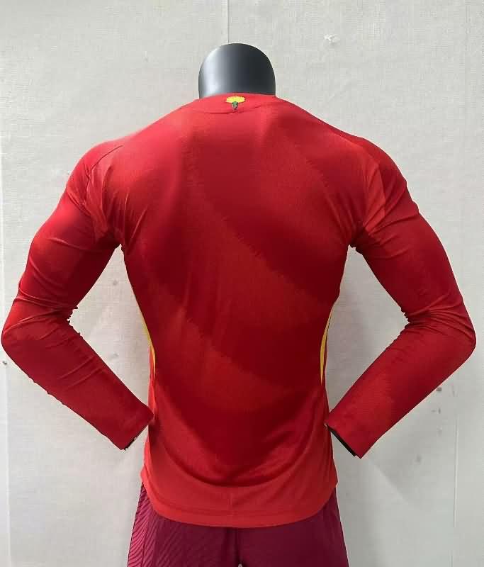 Thailand Quality(AAA) 2024 Spain Home Long Sleeve Soccer Jersey (Player)