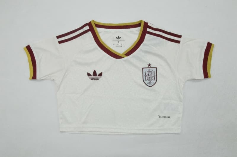 Thailand Quality(AAA) 2026 Spain World Cup Away Women Cropped Soccer Jersey Thailand Quality(AAA) 2026 Spain World Cup Away Women Cropped Soccer Jersey