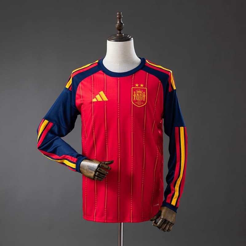 AAA Quality Spain 2026 Home Long Sleeve Soccer Jersey 2 Stars AAA Quality Spain 2026 Home Long Sleeve Soccer Jersey 2 Stars