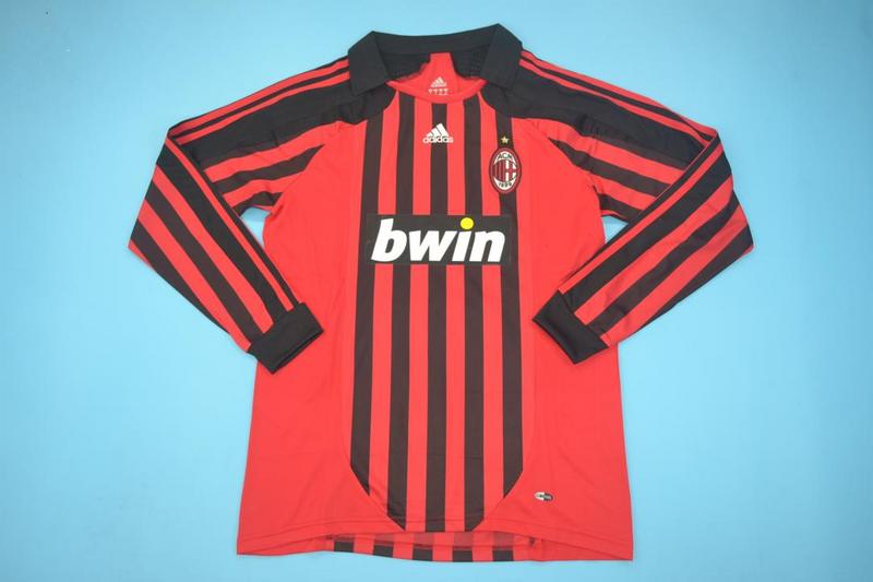 Thailand Quality(AAA) 2007/08 AC Milan Home Retro Soccer Jersey(L/S)