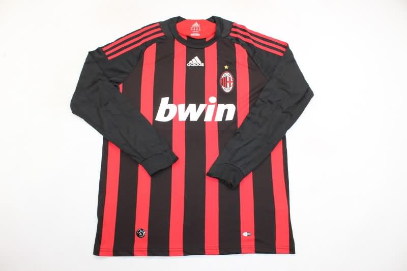 Thailand Quality(AAA) 2008/09 AC Milan Home Long Sleeve Retro Soccer Jersey