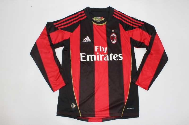 Thailand Quality(AAA) 2010/11 AC Milan Home Long Sleeve Retro Soccer Jersey