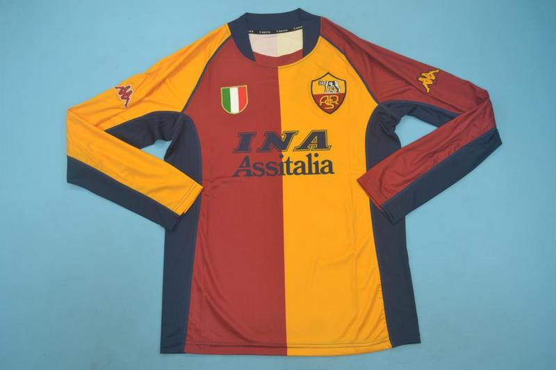 Thailand Quality(AAA) 2001/02 AS Roma Home Retro Soccer Jersey(L/S)