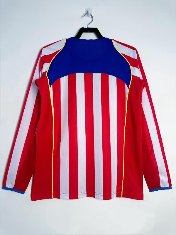 Thailand Quality(AAA) 2004/05 Atletico Madrid Home Long Sleeve Retro Soccer Jersey