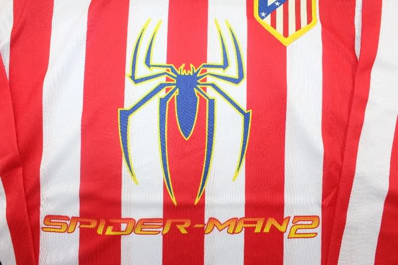 Thailand Quality(AAA) 2004/05 Atletico Madrid Home Long Sleeve Retro Soccer Jersey