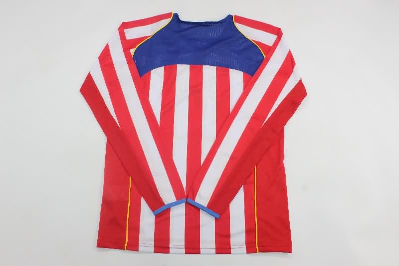 Thailand Quality(AAA) 2004/05 Atletico Madrid Home Long Sleeve Retro Soccer Jersey