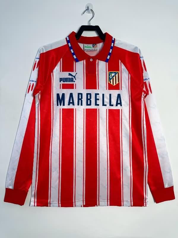 Thailand Quality(AAA) 1994/95 Atletico Madrid Home Long Sleeve Retro Soccer Jersey