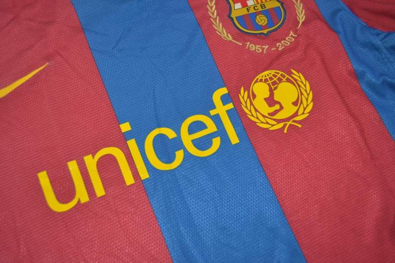 Thailand Quality(AAA) 2007/08 Barcelona Home Retro Soccer Jersey(L/S)