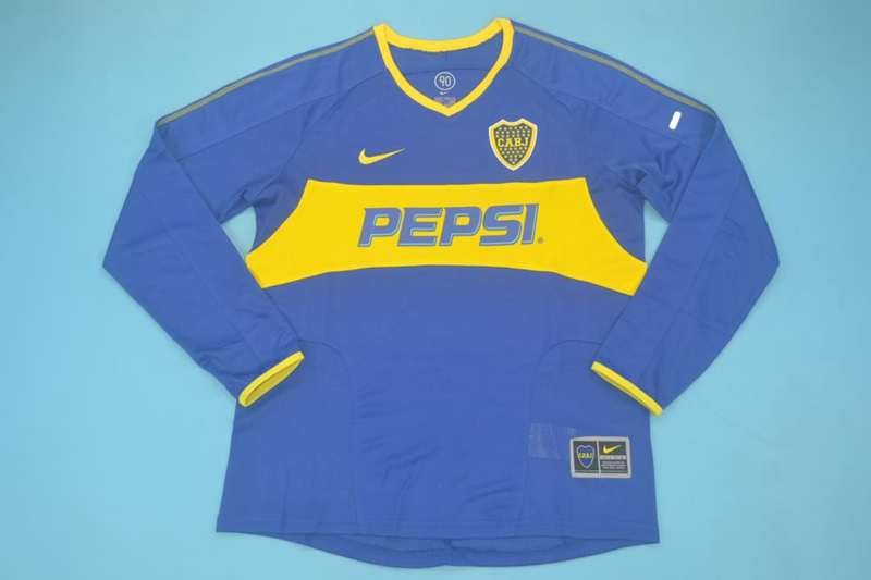 Thailand Quality(AAA) 2003 Boca Juniors Home Long Retro Soccer Jersey
