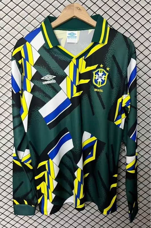 Thailand Quality(AAA) 1994 Brazil Goalkeeper Green Retro Long Soccer Jersey Thailand Quality(AAA) 1994 Brazil Goalkeeper Green Retro Long Soccer Jersey