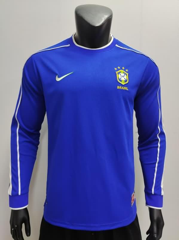 Thailand Quality(AAA) 1998 Brazil Away Long Sleeve Retro Soccer Jersey