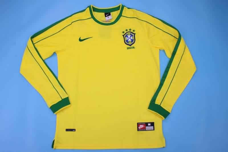 Thailand Quality(AAA) 1998 Brazil Retro Home Long Slevee Soccer Jersey